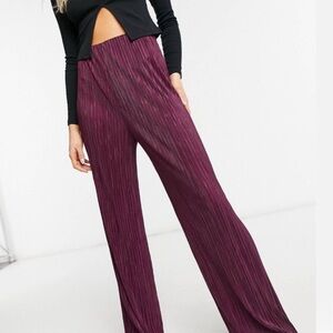 ASOS Wide Leg Pleated Satin Pants